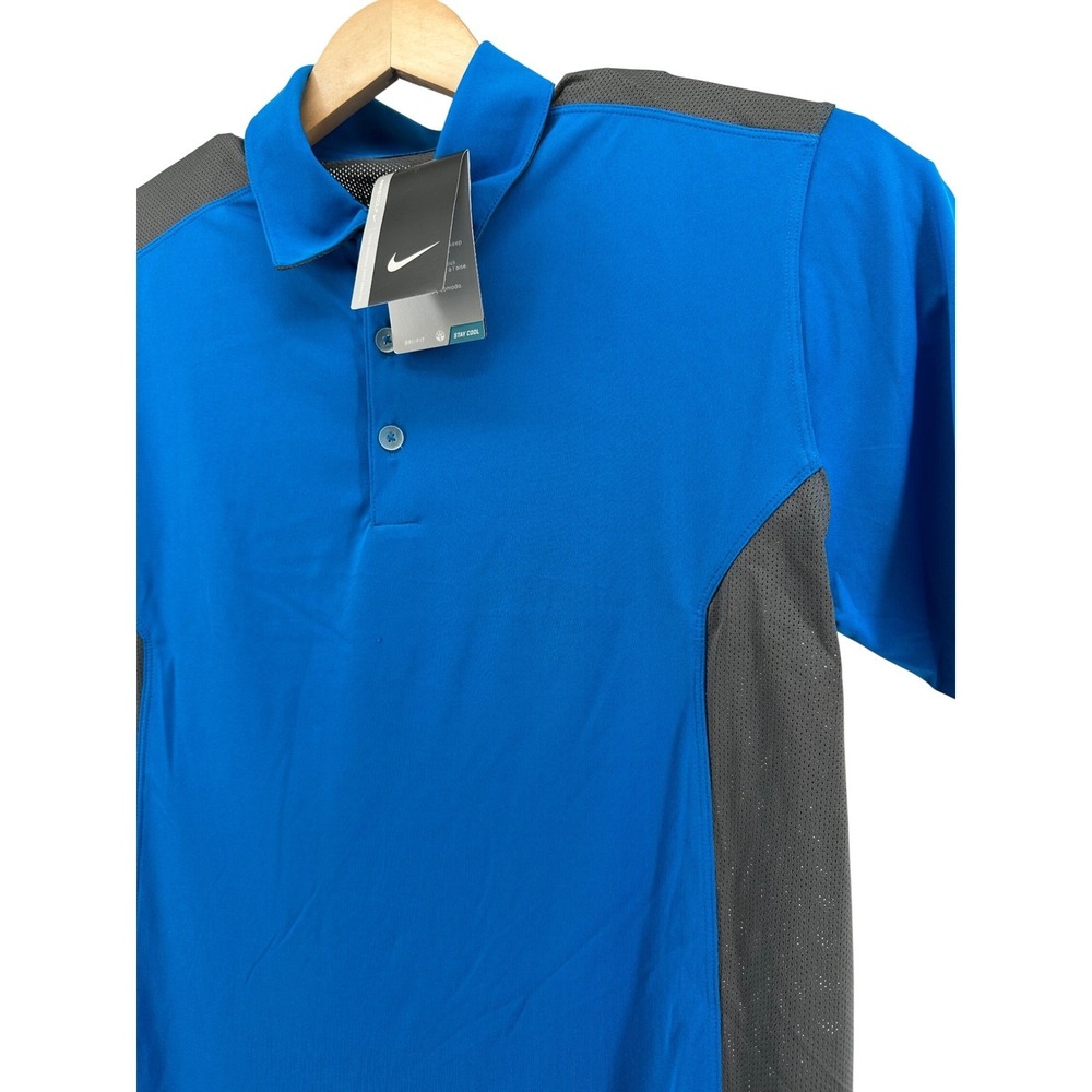 NWT Nike Golf Mens Dri-FIT Blue Mesh Panel Polo Shirt Size‎ M